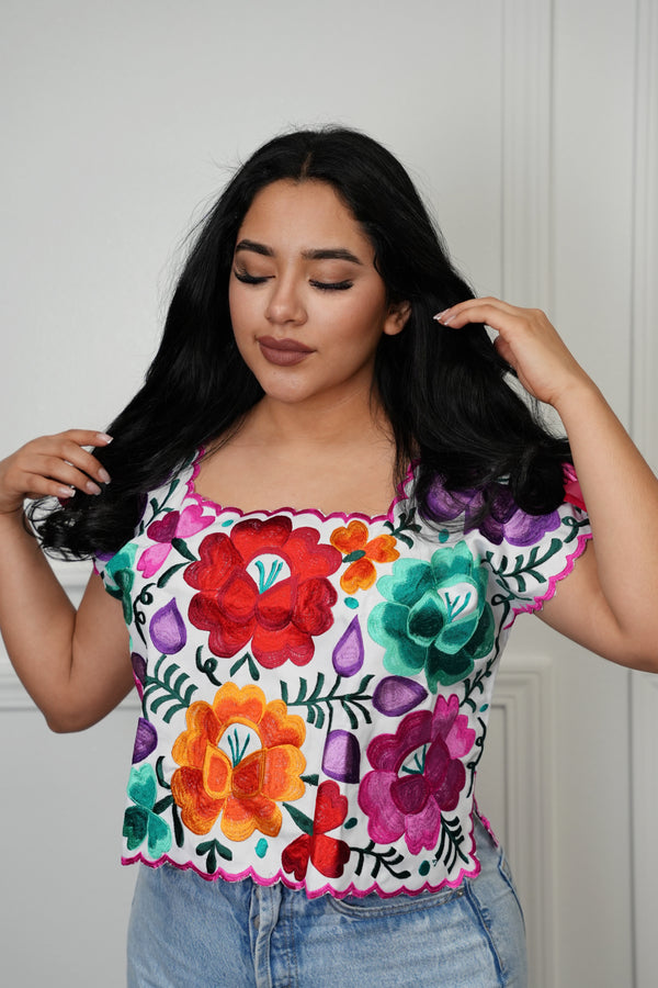 Colorful Bow Embroidery Top
