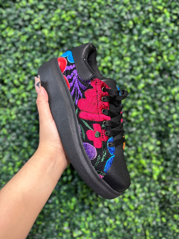Lulu Floral Platform Sneakers Black