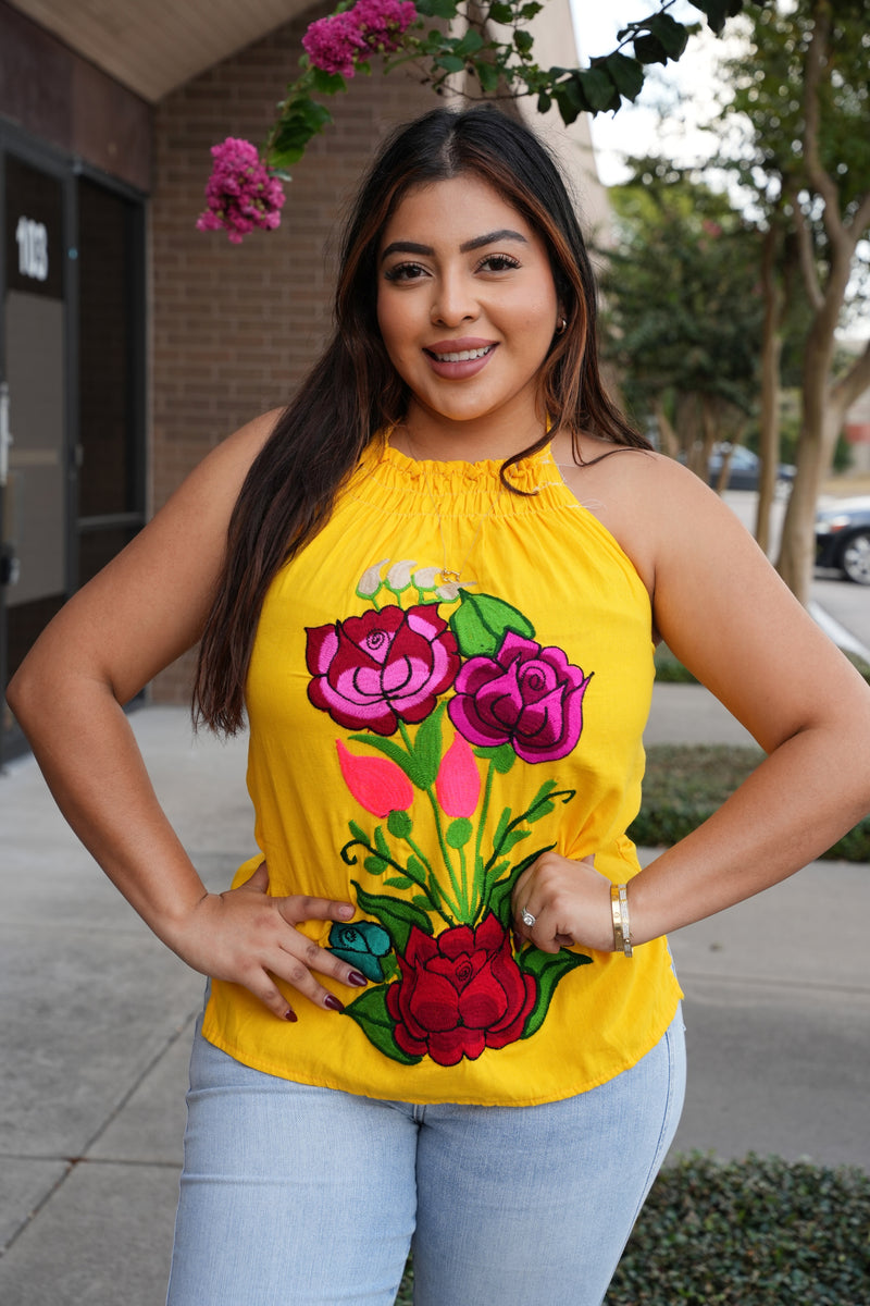 Jobana Halter Mexican Embroidery Top