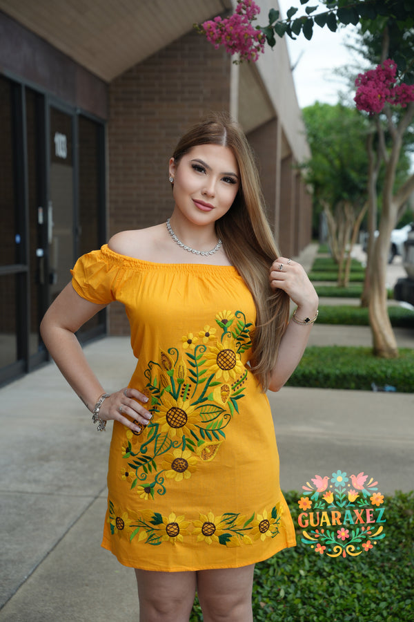 naomi embroidered dress Sunflowers Appliquã Hand Embroidered Dress main image 0