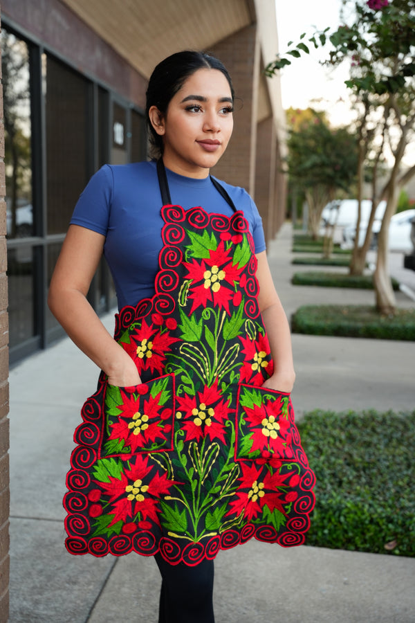 Noche Buena Embroidered Apron