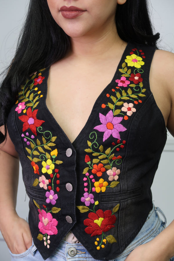 Hand Embroidery Denim Vest