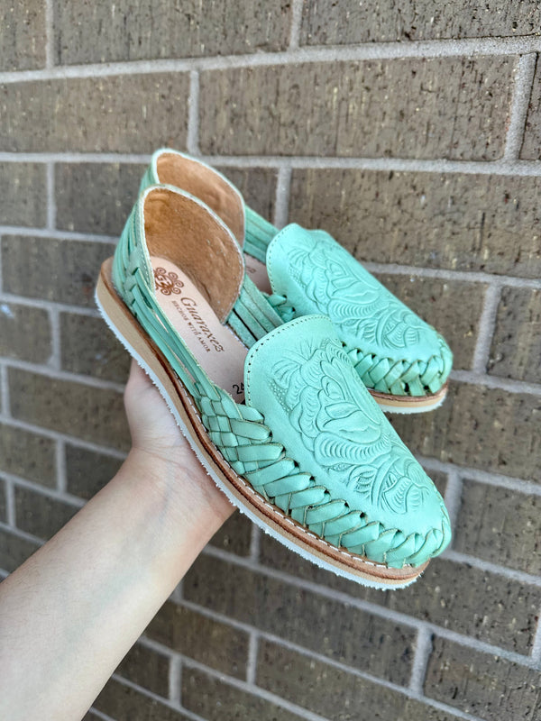 Rosalinda Leather Flat Turquoise