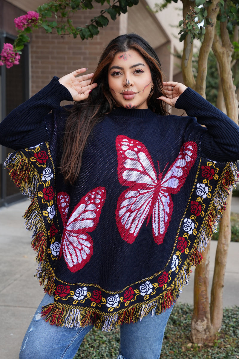 Mariposa Poncho Artesanal Mexicano