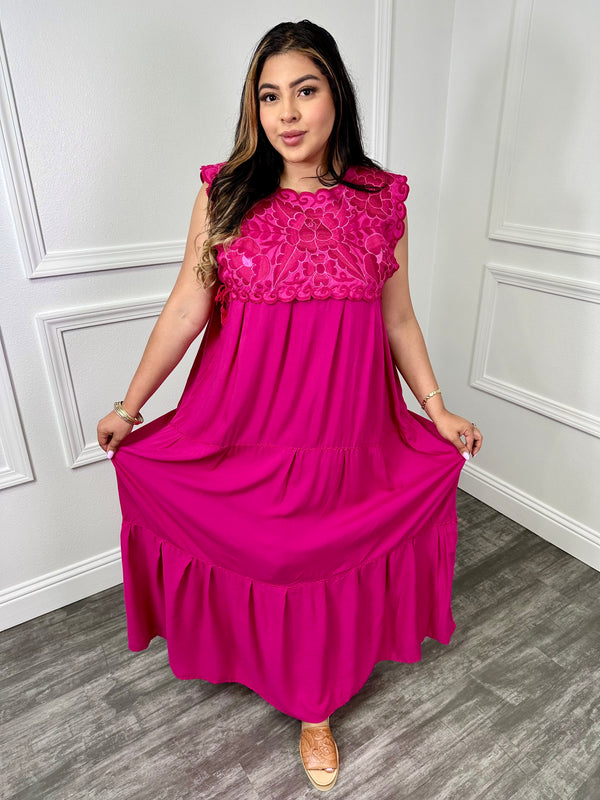 Rafaela Mexican Dress Fucsia