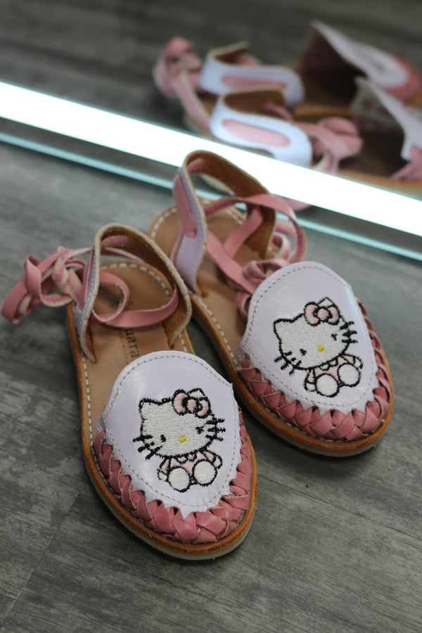 Gatita Lace Up Embroidered Leather Sandals Nina PINK