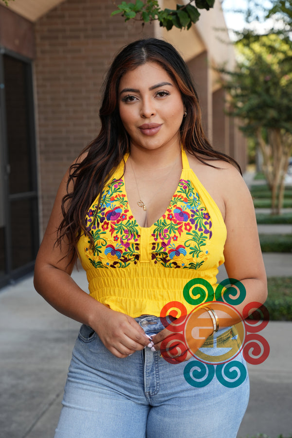 Elisa Mexican Embroidery Halter Top