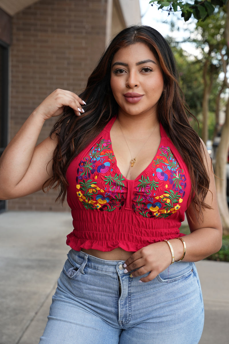 Elisa Mexican Embroidery Halter Top