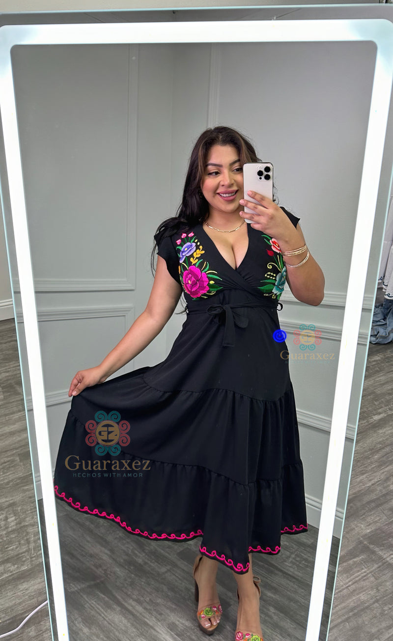 Carlota Mexican Dress Black