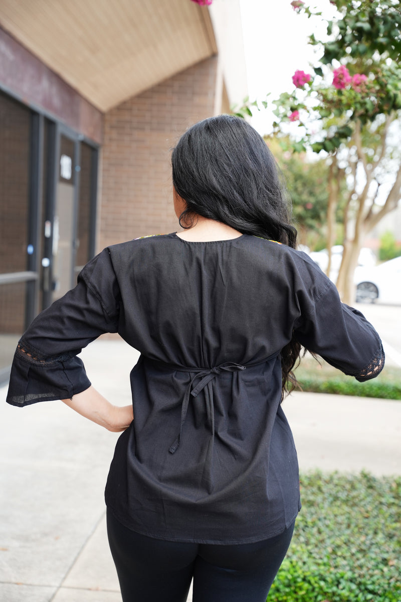Jassie Mexican Embroidery Blouse