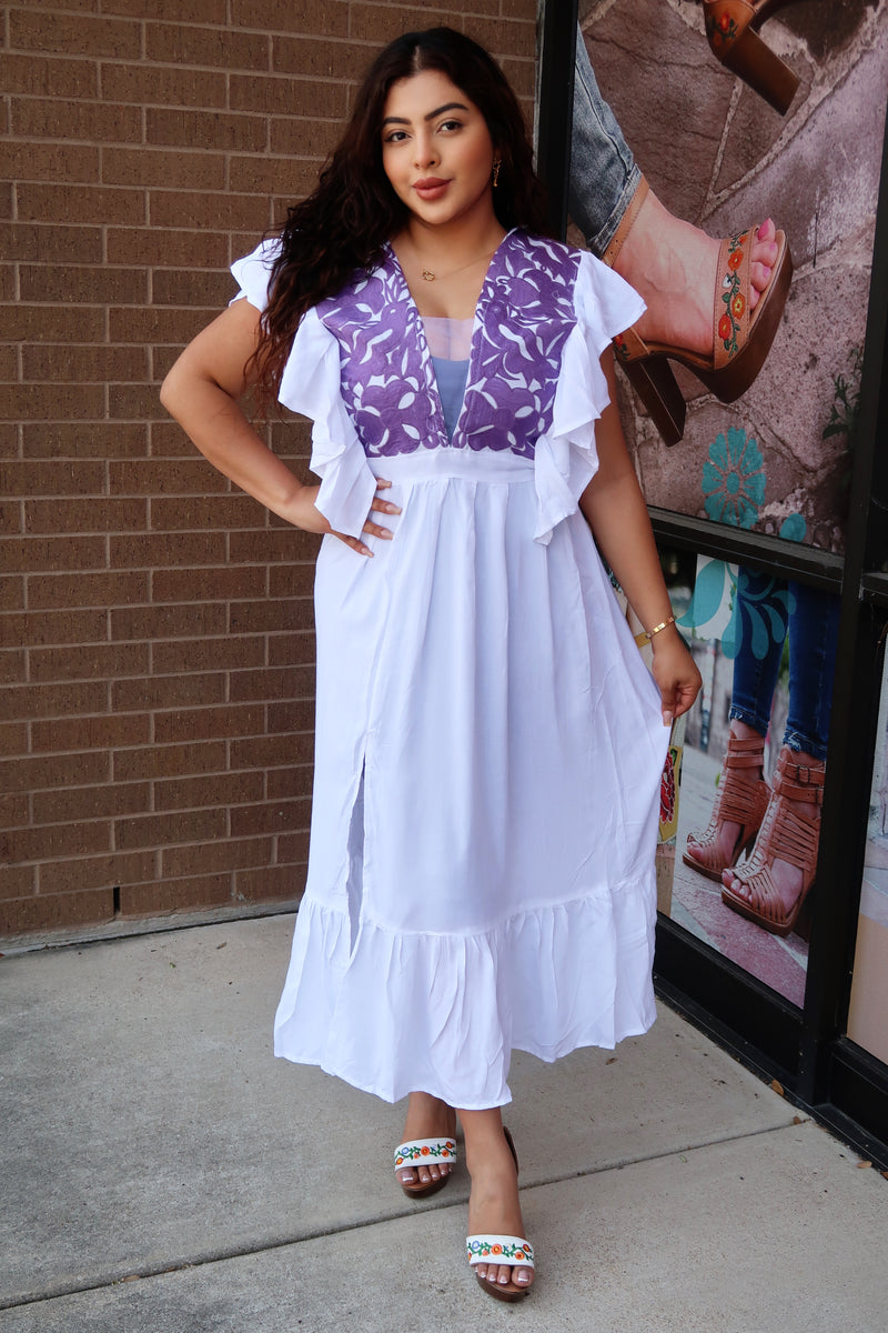 Oaxaca Embroidery Dress Solid One Size (S M L) / Purple Oaxaca Embroidery Dress Solid One Size (S M L) / Purple