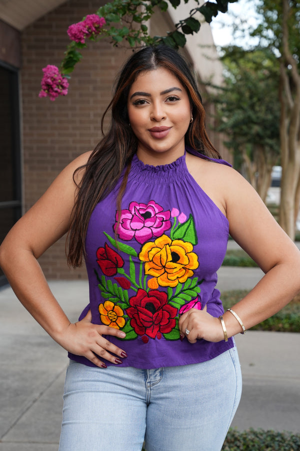 Jobana Halter Mexican Embroidery Top