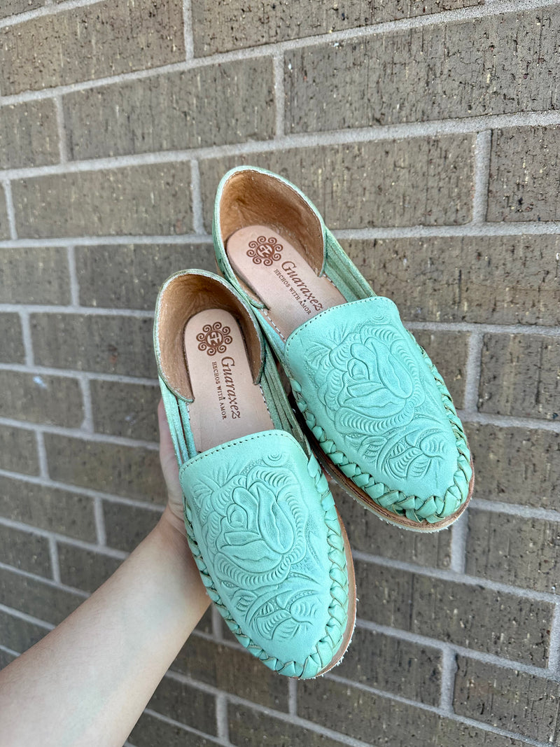 Rosalinda Leather Flat Turquoise