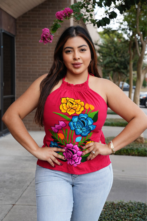 Jobana Halter Mexican Embroidery Top