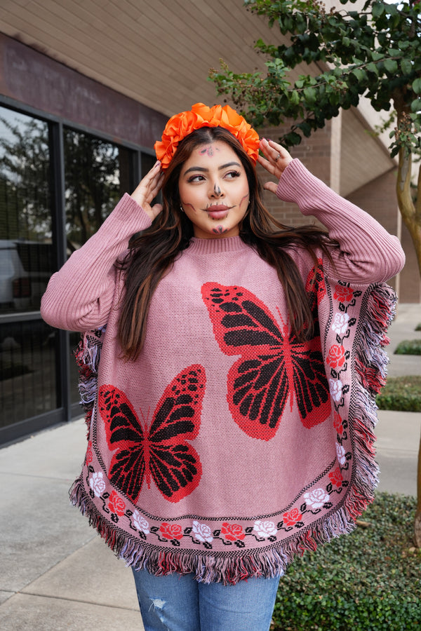 Mariposa Poncho Artesanal Mexicano