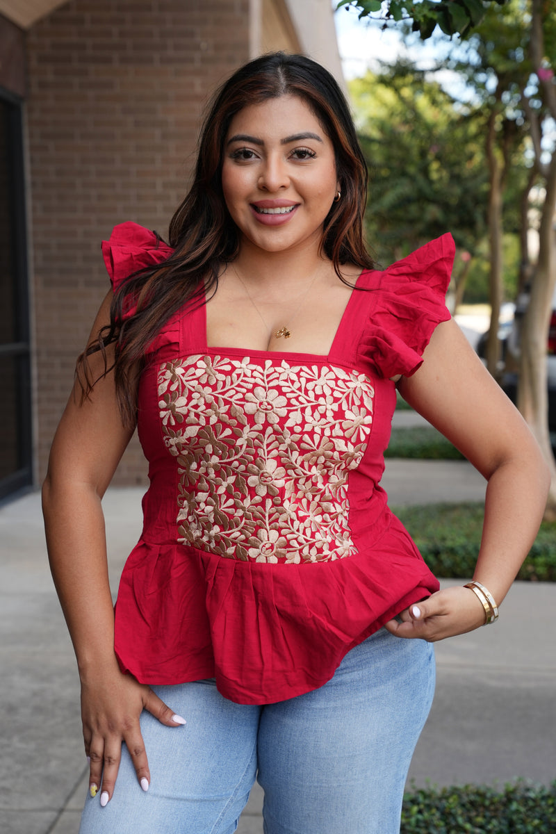 Elvia Mexican Embroidery Top