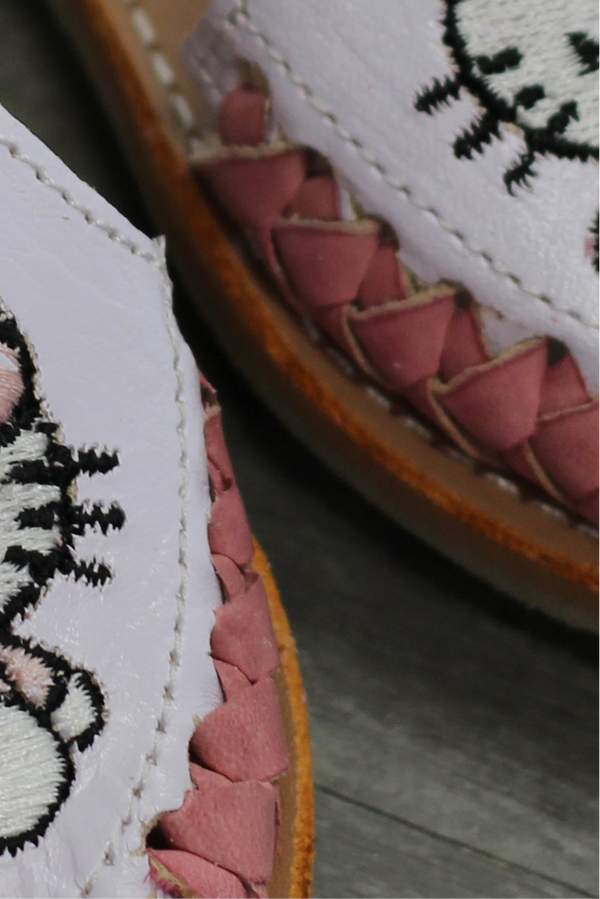 Gatita Lace Up Embroidered Leather Sandals Nina PINK