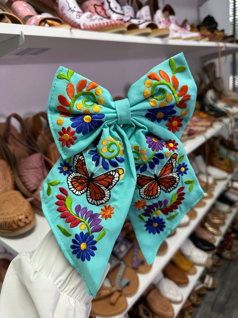 Mariposa Monarca Bordado Mexican Bow Clips