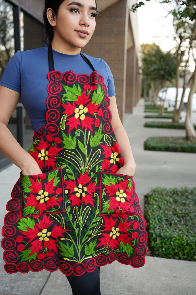Noche Buena Embroidered Apron