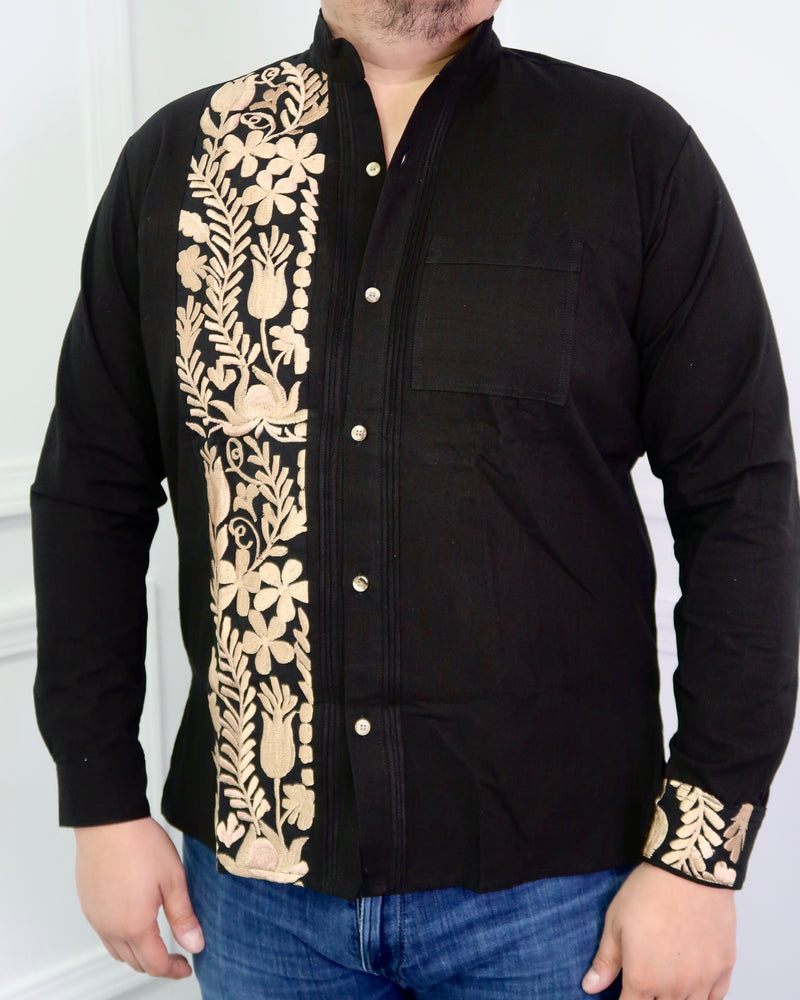 VALENTIN LONG SLEEVE GUAYABERA GOLD