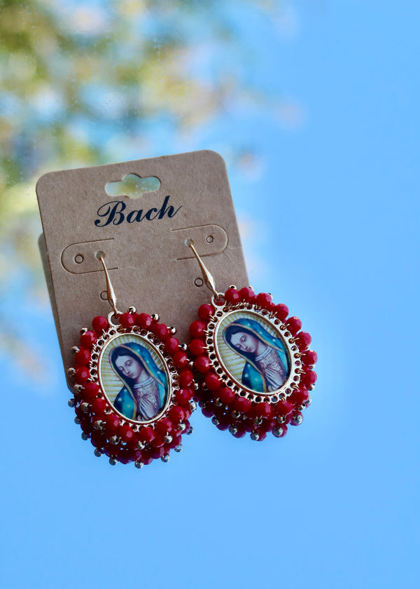 Virgen De Guadalupe Bead Earrings