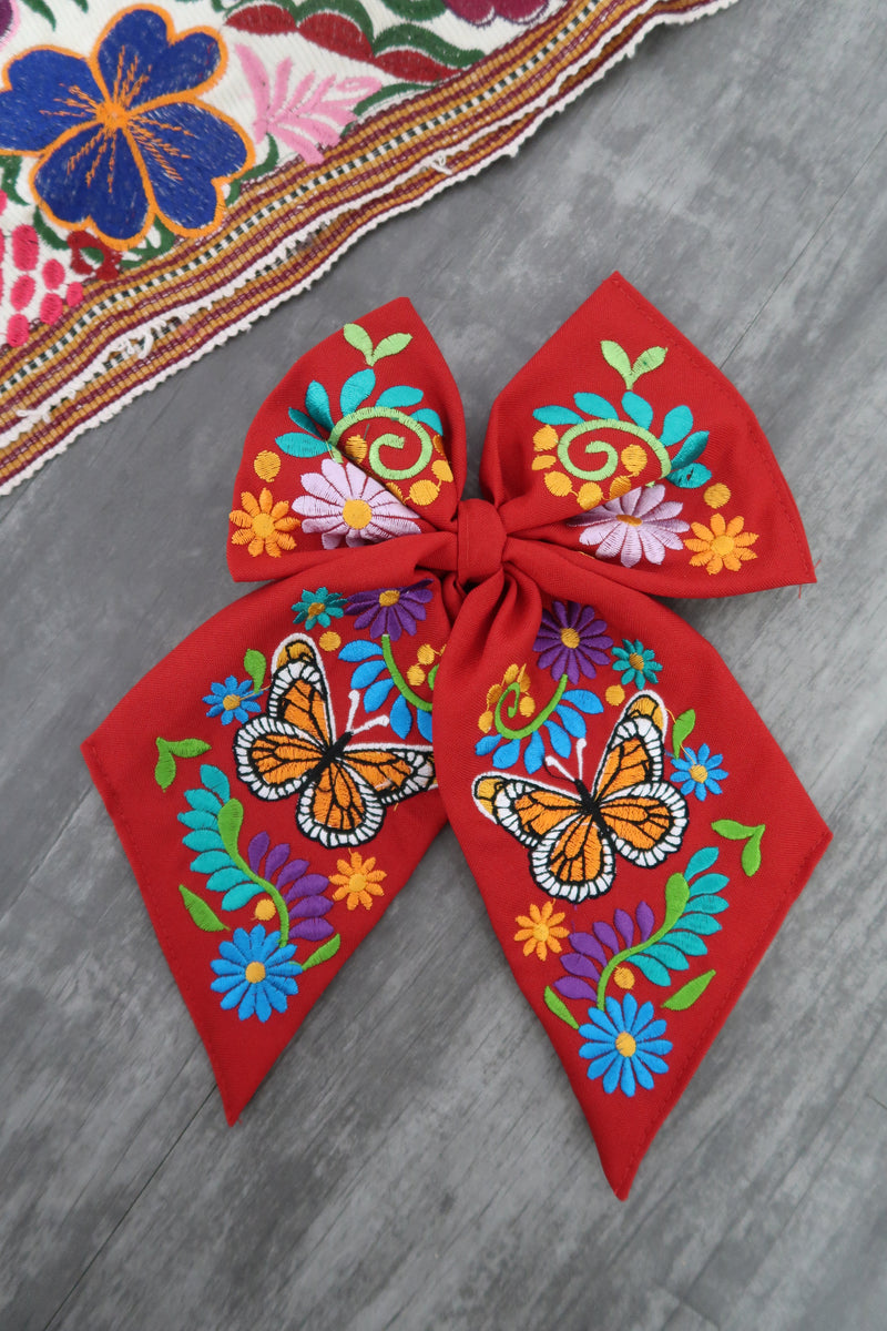 Mariposa Monarca Bordado Mexican Bow Clips