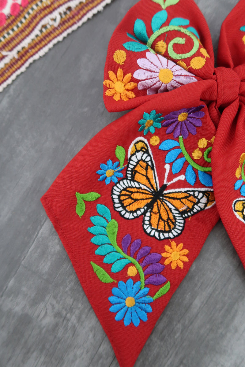 Mariposa Monarca Bordado Mexican Bow Clips