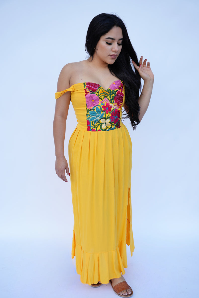 esmeralda maxi dress golden crystal Esmeralda Dress Yellow Yellow / Plus Size