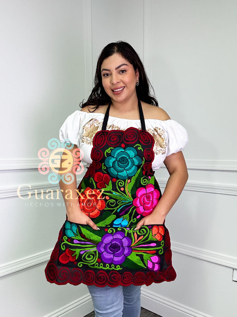 Floreado Multicolor Black Mexican Apron