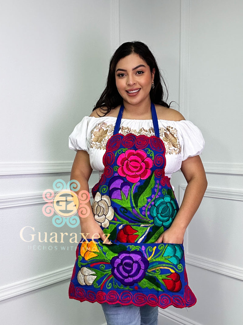 Floreado Multicolor Black Mexican Apron