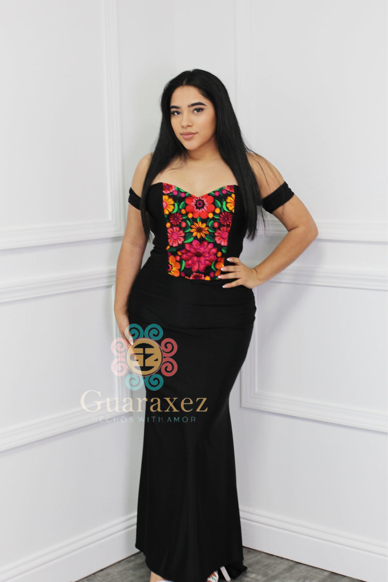 Gladis Embroidered Dress Black