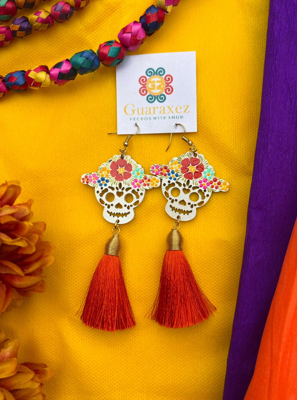 Catrina Orange Tassle Earrings