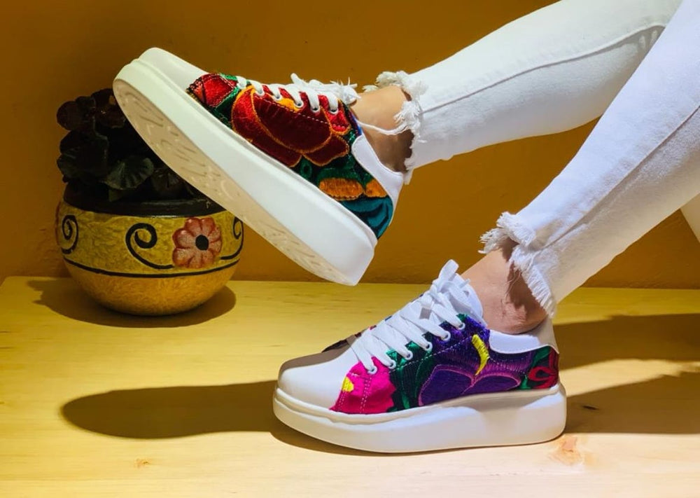 FARM*新シューズライン**Ape**Jelly Hibisco Lavanda Lulu Floral Platform Sneakers White – Guaraxez