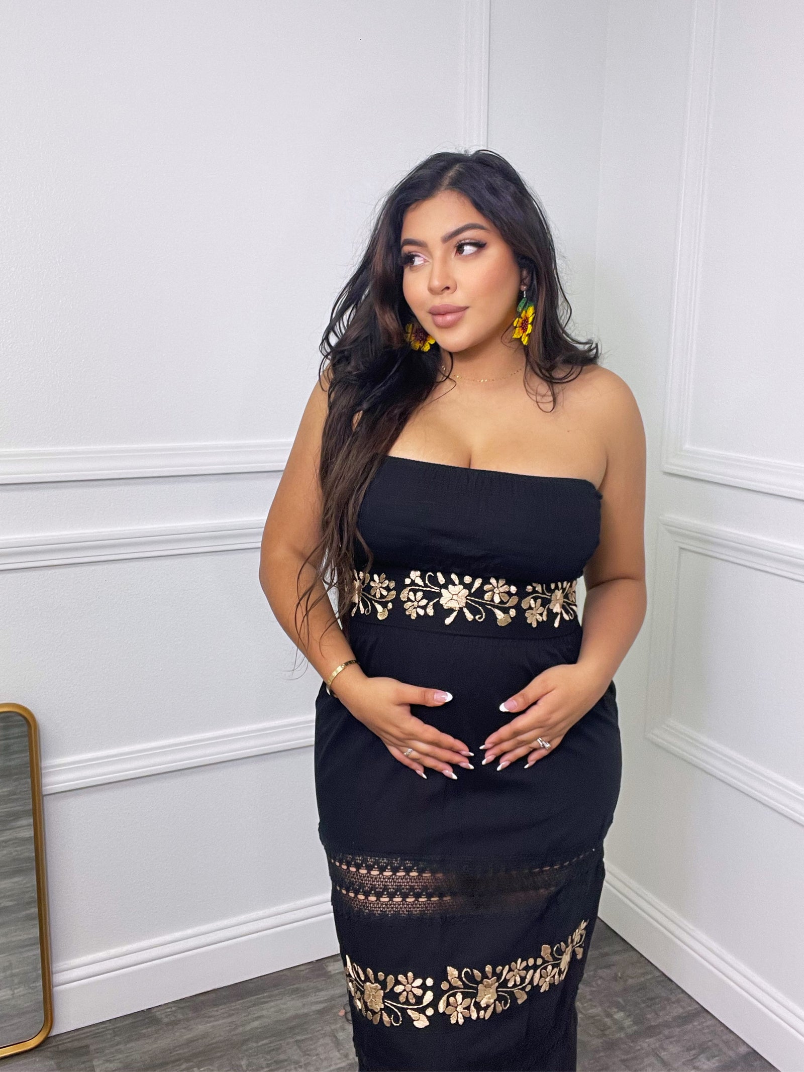 chinese dress ladies Vallarta Dress Gold – Guaraxez