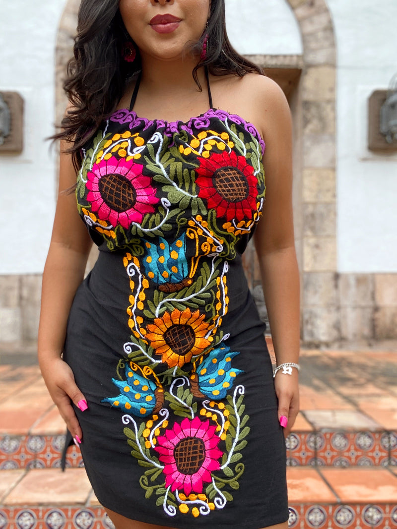 Nicté Halter Dress Colorful