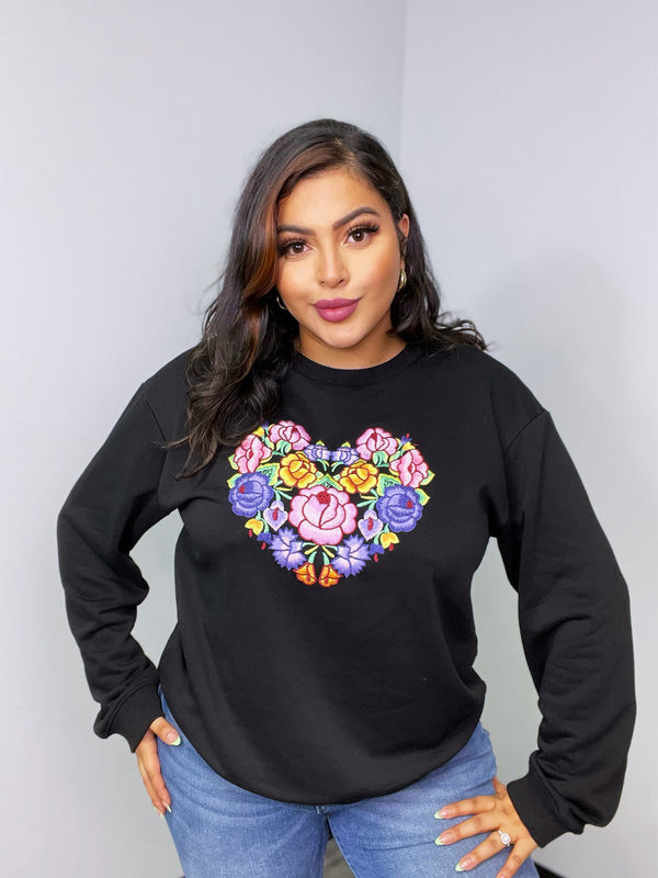 Purple Flowers Sweater