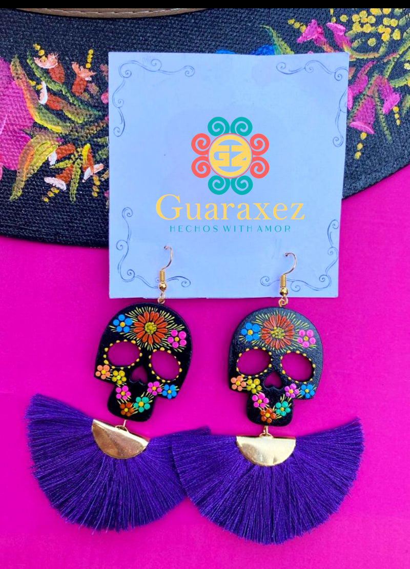 Calaca Pompom Aretes
