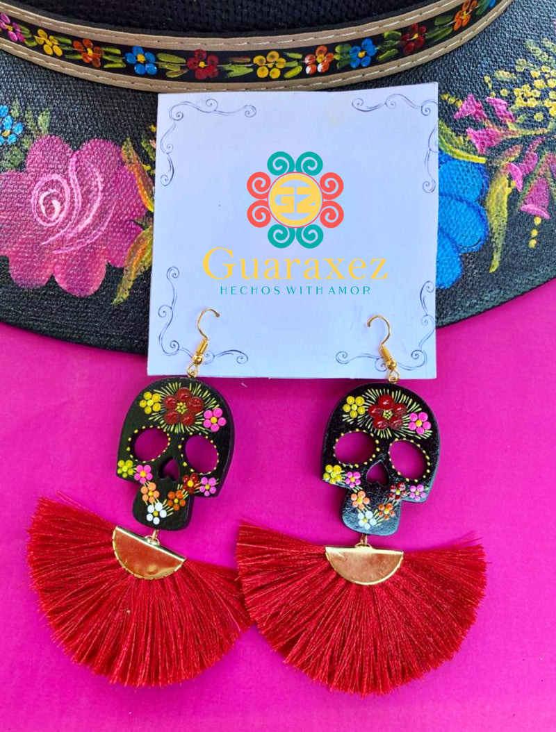 Calaca Pompom Aretes