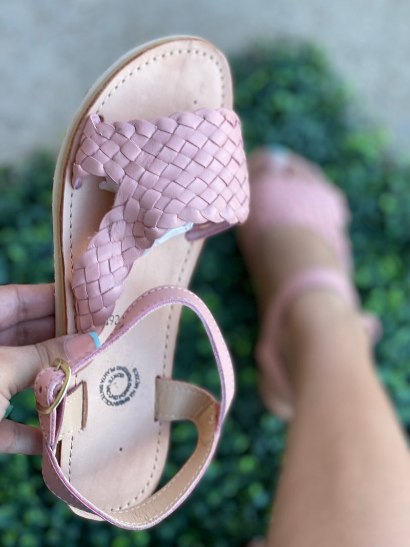 Ixtapa Leather Sandals Rose|Tacon Bajo